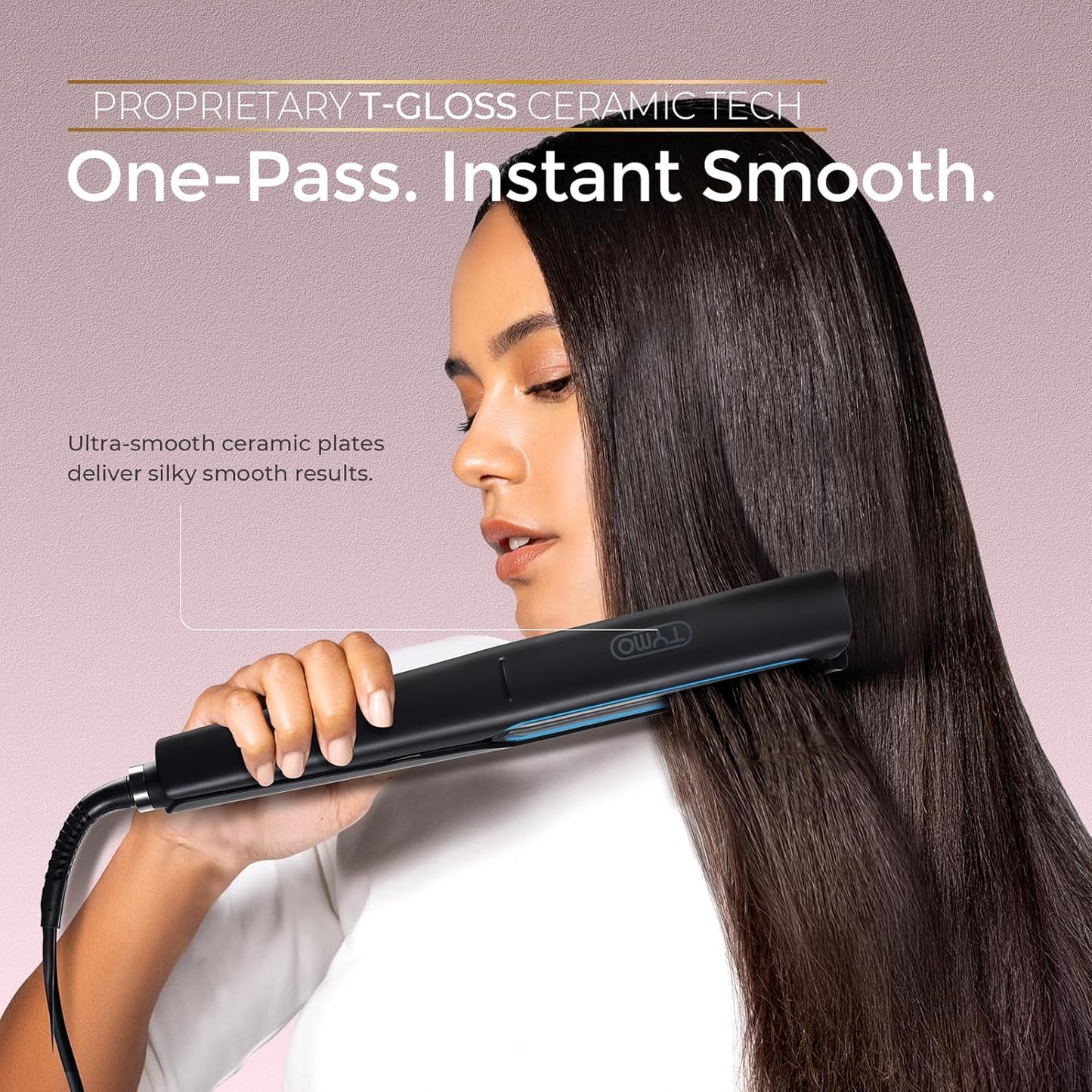 TYMO 2.0 Flat Iron Hair Straightener - Fast Smooth Styling, Long Ceramic Plates 2 in 1 Straightener & Curler, Hair Straighteners for Women with Hollow Design to Boost Curls, 1 Inch, 500M Ionic, Black