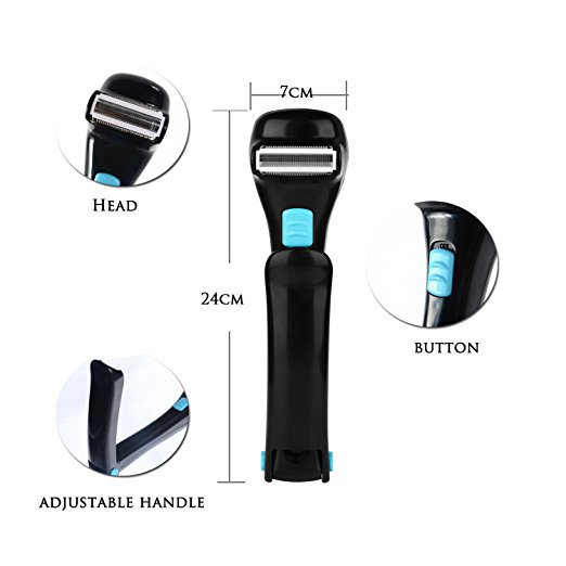 collapsible handle electric back shaver unisex use
battery powered body hair remover black color razor
long handle back shaver for hard to reach areas
electric grooming razor for smooth body shaving
