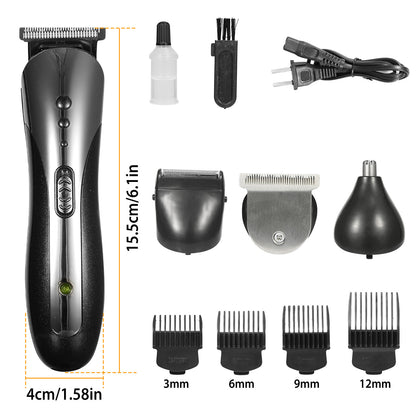 Men Electric Hair Clipper Trimmer Rechargeable Beard Shaver Razor Nose Trimmer Set
