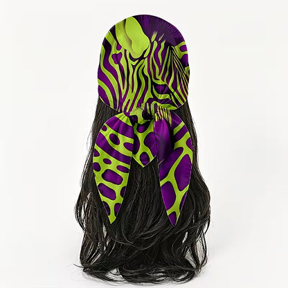 Zebra & Leopard Print Bandana Headscarf | Purple-Green Patchwork