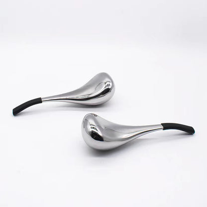 Stainless steel ice scoops for facial and neck massage
Cooling massage tool for reducing puffiness and refreshing skin
Durable ice scoops in silver and gold for home spa treatments