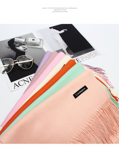 Cashmere scarf solid color- keep neck warm and protect your ends