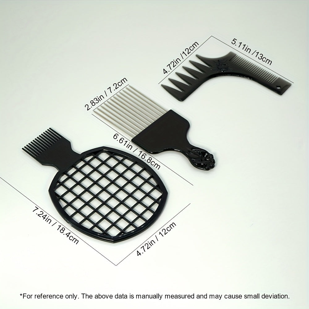 3pcs Hair Comb Set | Afro Hair Styles &  Beards | Men & Women