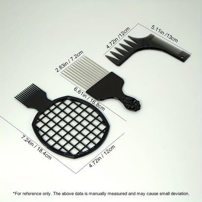 3pcs Hair Comb Set | Afro Hair Styles &  Beards | Men & Women