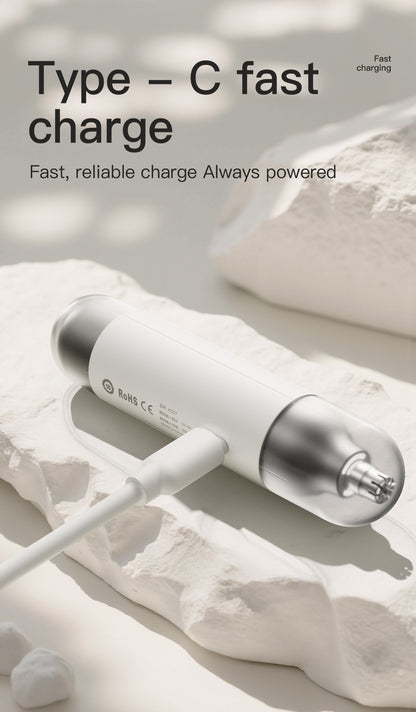 Rechargeable electric nose and facial hair shaver
Detachable, washable blades for easy cleaning
Dual-function shaver for precise grooming
Portable and sleek grooming tool for home or travel