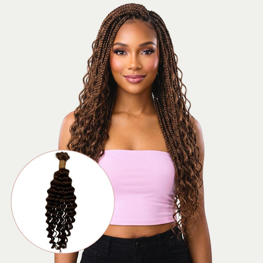 Medium Brown Deep Wave Color 4 Bulk 100% Human Braiding Hair
