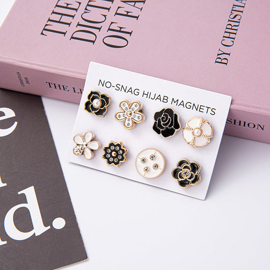 Versátil Broche Magnético para Hiyab con Diseño Floral Atractivo (MAC338)