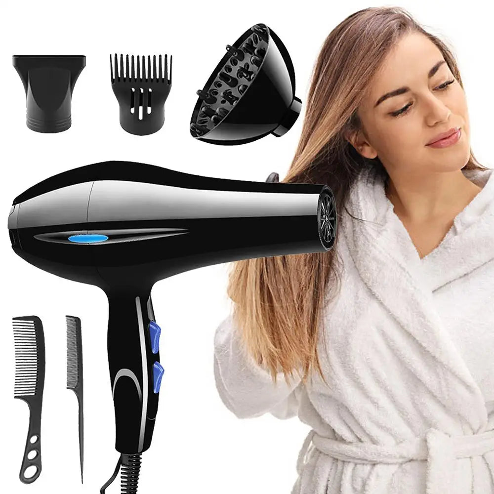 Powerful Hair Dryer With Dryer Attachments Styling Nozzles Pointed Tail Comb Flat