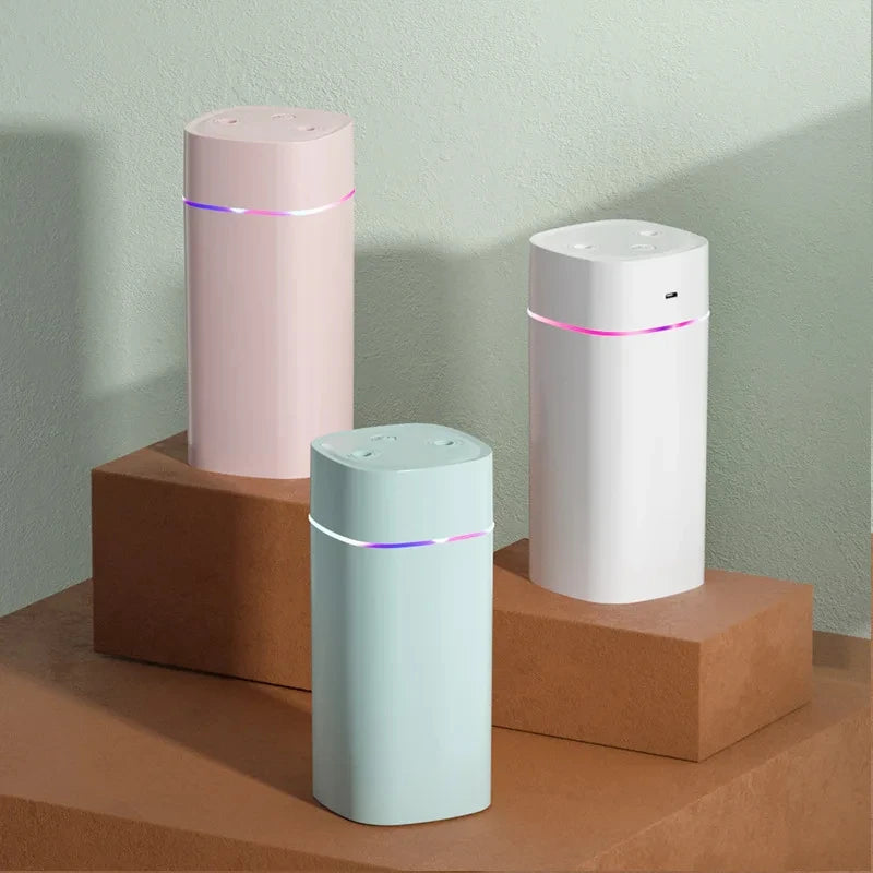 Dual nozzle USB humidifier portable quiet mist diffuser
600ml per hour humidifier strong mist air humidifier device
Portable humidifier for bedroom office and car use
USB powered humidifier with dual spray function
Quiet air humidifier with essential oil diffuser feature
Compact humidifier improving air moisture and comfort