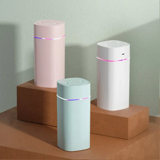 Dual nozzle USB humidifier portable quiet mist diffuser
600ml per hour humidifier strong mist air humidifier device
Portable humidifier for bedroom office and car use
USB powered humidifier with dual spray function
Quiet air humidifier with essential oil diffuser feature
Compact humidifier improving air moisture and comfort