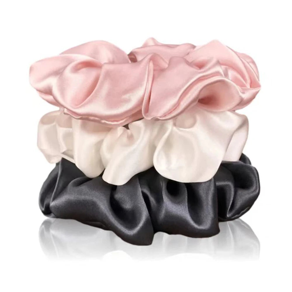 silk hair scrunchies soft elastic hair ties set
22 momme silk scrunchie gentle on hair
silk hair tie preventing breakage and frizz
large silk scrunchies for women hair styling