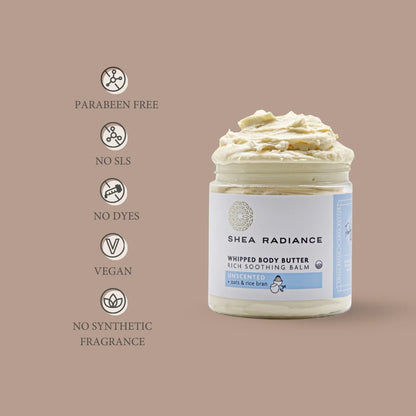 Whipped Shea Body Butter with Colloidal Oatmeal | For Dry, Sensitive and Eczema-Prone Skin