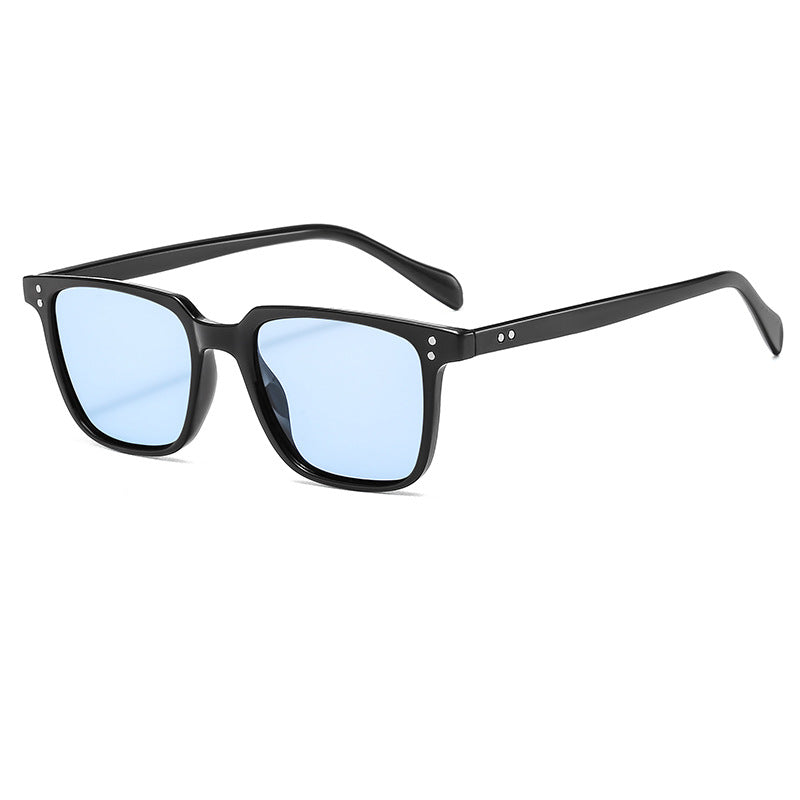 Men box style sunglasses black frame UV400 protection
Stylish red box sunglasses for men fashion eyewear close up
Blue transparent frame sunglasses UV protection outdoor wear
Lightweight PC frame box sunglasses trendy modern design