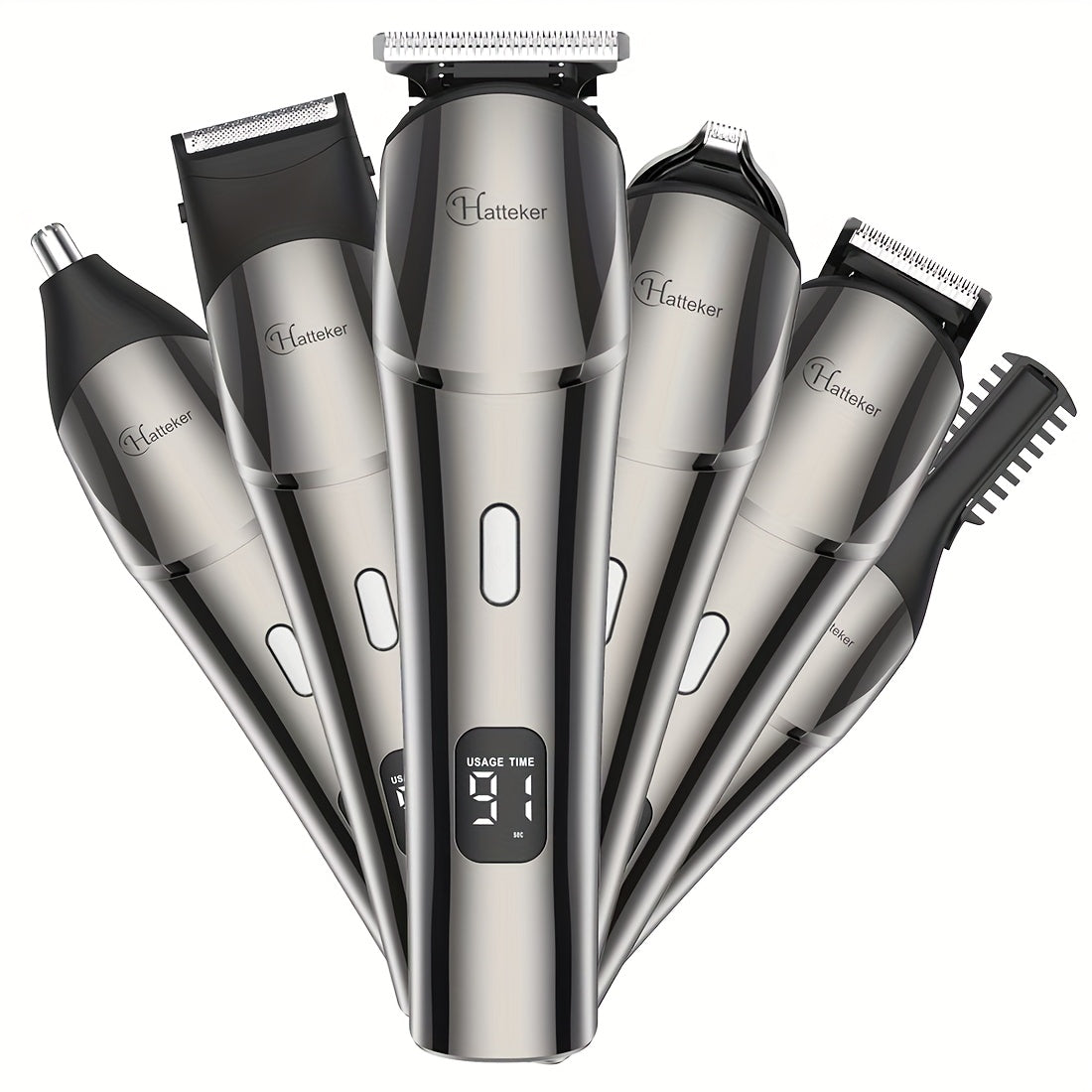 6-in-1 Professional Hair Clipper & Trimmer – Beard, Precision, Nose & Body Hair Grooming Kit