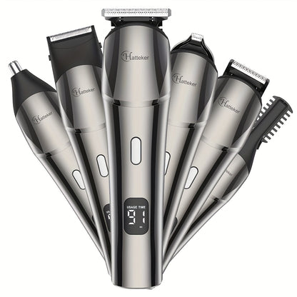 6-in-1 Professional Hair Clipper & Trimmer – Beard, Precision, Nose & Body Hair Grooming Kit