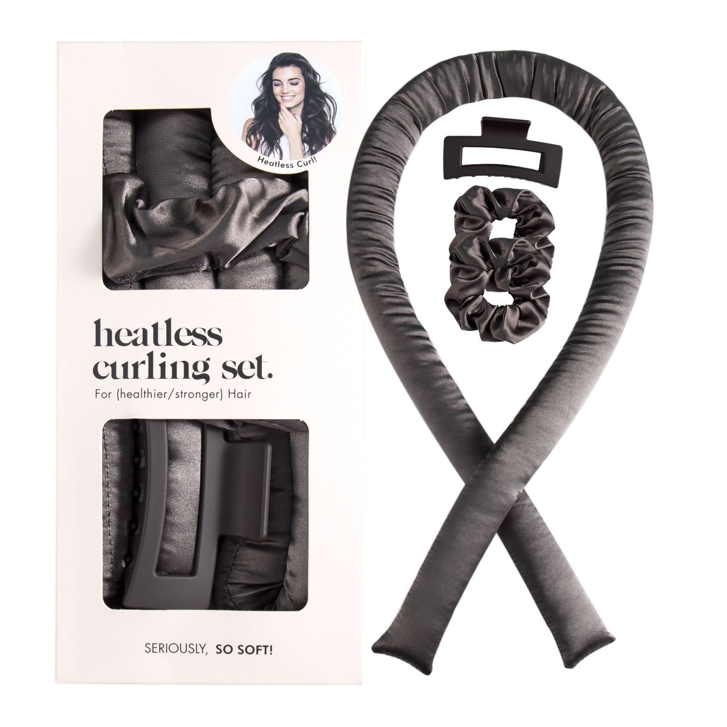 heatless hair curler ribbon overnight curls set
fabric hair curling rod with clip and hair ties
no heat hair curling tool soft waves styling
overnight hair curler set for natural curls