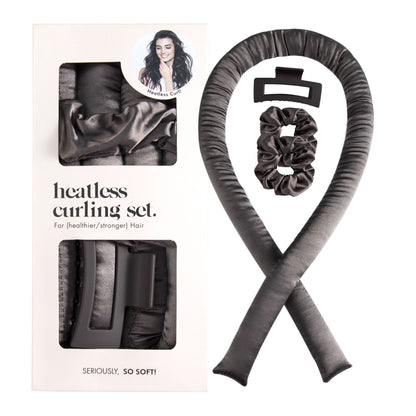 heatless hair curler ribbon overnight curls set
fabric hair curling rod with clip and hair ties
no heat hair curling tool soft waves styling
overnight hair curler set for natural curls