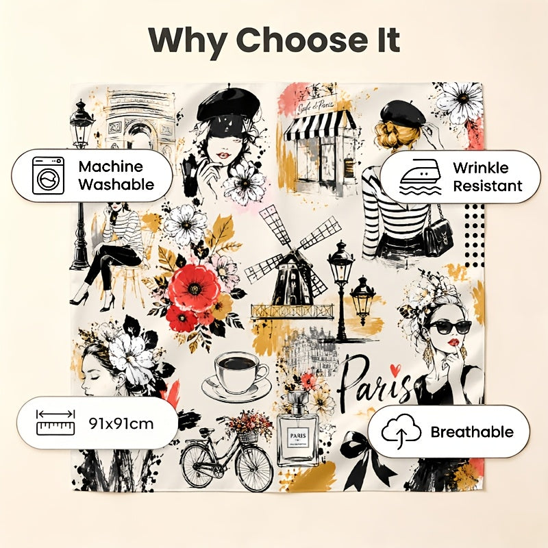 Parisian Style Illustrated Headscarf | Multifunctional Headwear