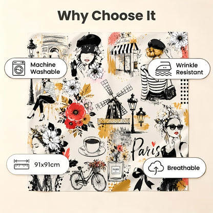 Parisian Style Illustrated Headscarf | Multifunctional Headwear