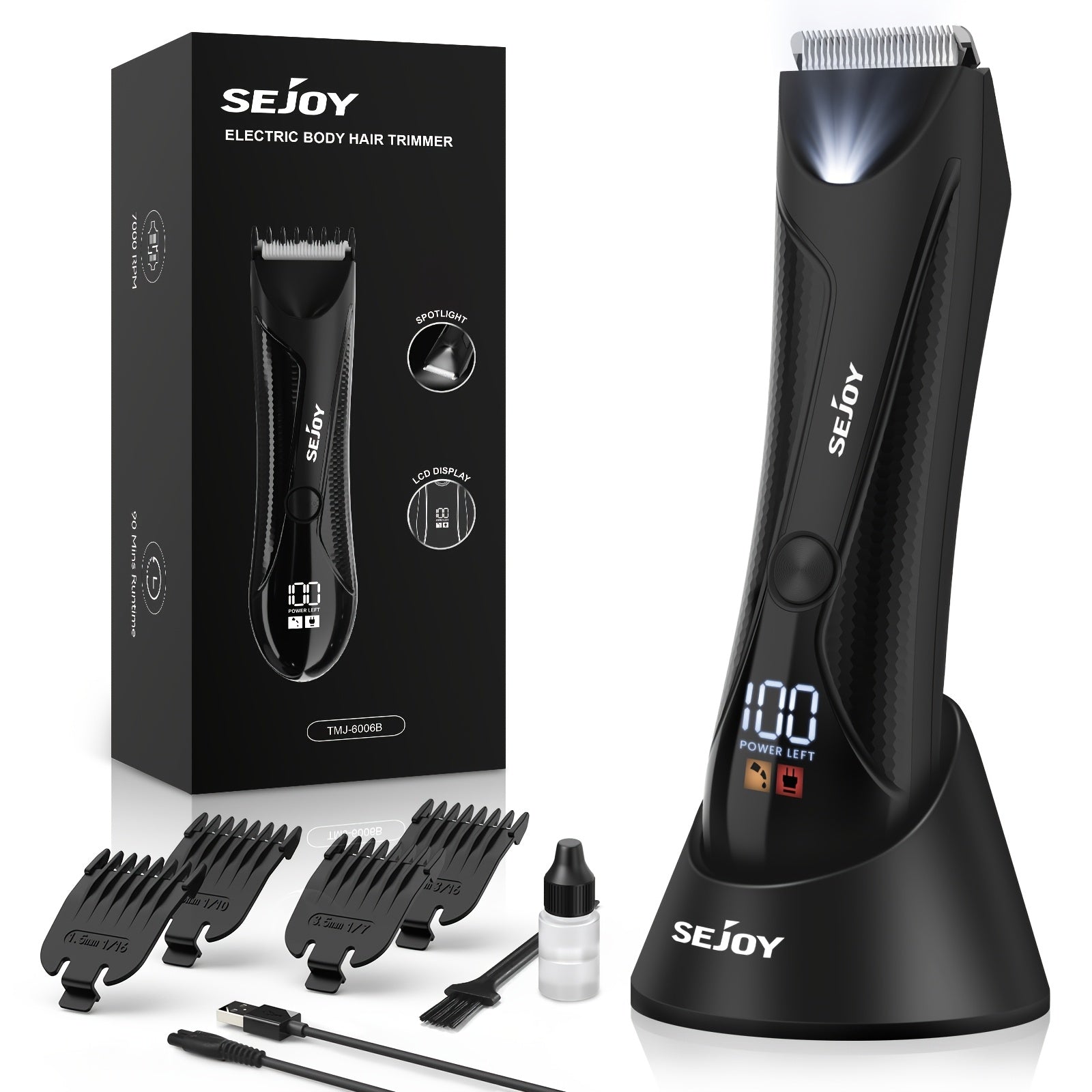 Adjustable beard trimmer with precision dial and 5 length settings
Cordless men’s beard trimmer with USB rechargeable battery
Close-up of electric beard trimmer with limit comb attachment
Men’s grooming device for mustache and beard styling