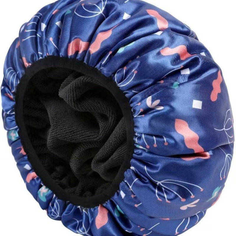 3-in-1 XL Shower Cap – Waterproof, Absorbent & Hair-Friendly.