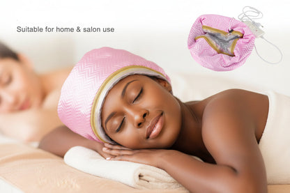 Heated hair cap for deep conditioning damaged hair repair
Hair steamer cap improving moisture absorption and softness
Adjustable heat deep conditioning cap for frizz control