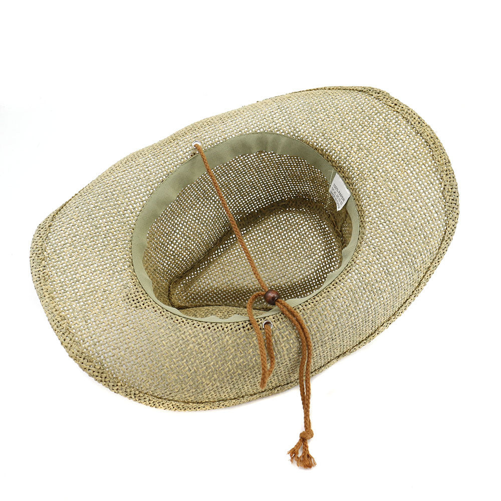 Straw Cowboy Hat – Western Style Sun Hat with Belt Detail