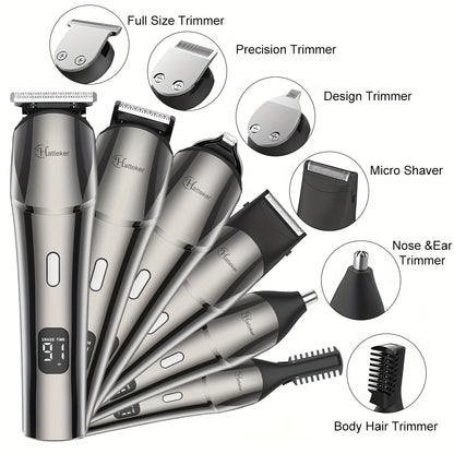 6-in-1 Professional Hair Clipper & Trimmer – Beard, Precision, Nose & Body Hair Grooming Kit