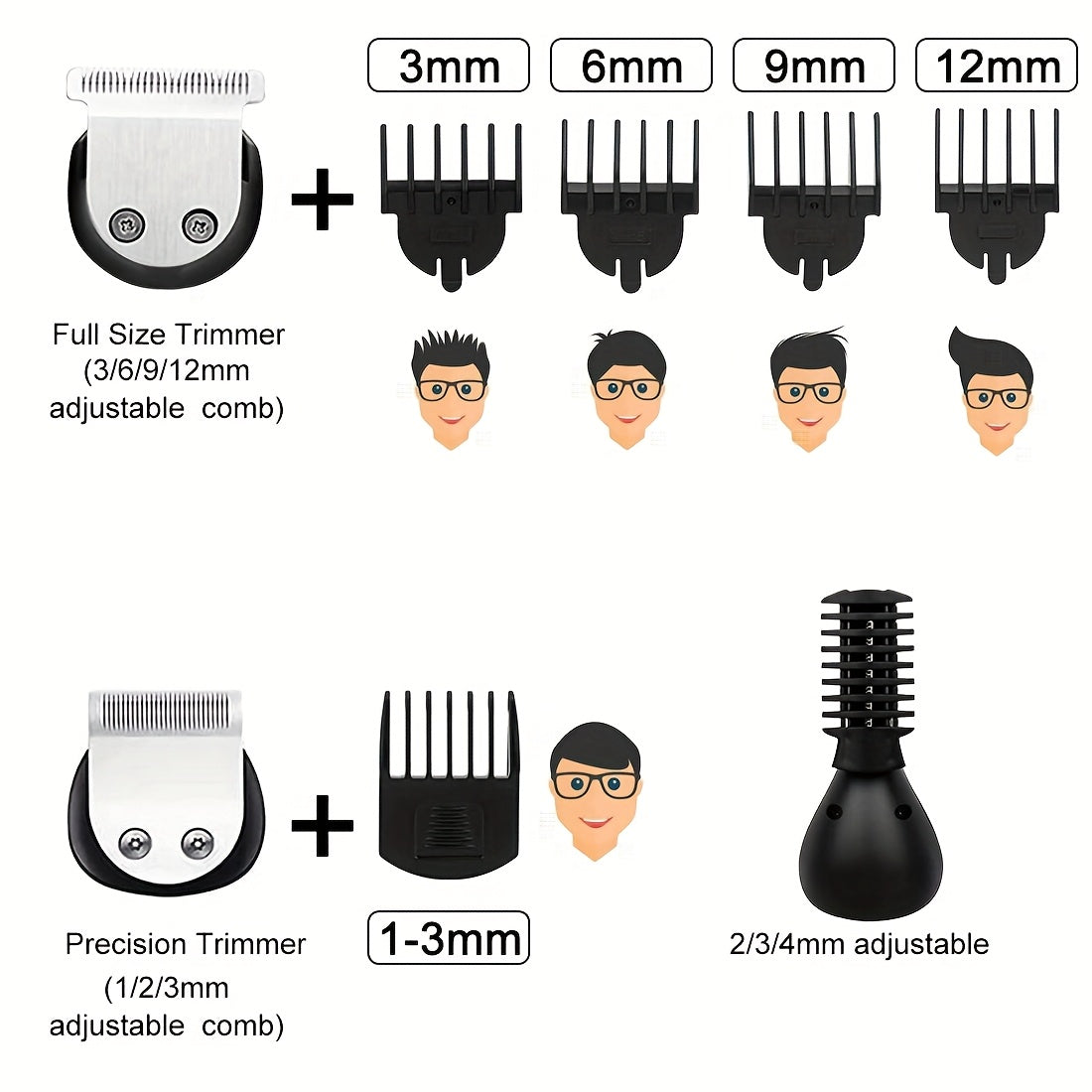 6-in-1 Professional Hair Clipper & Trimmer – Beard, Precision, Nose & Body Hair Grooming Kit