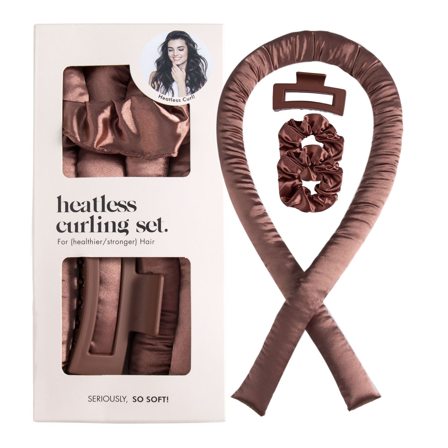 heatless hair curler ribbon overnight curls set
fabric hair curling rod with clip and hair ties
no heat hair curling tool soft waves styling
overnight hair curler set for natural curls