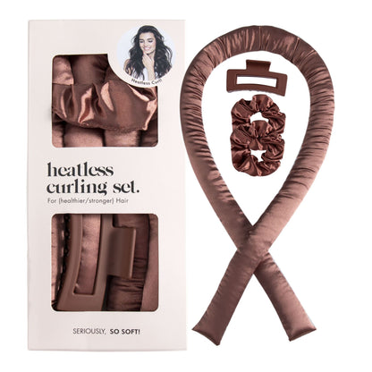 heatless hair curler ribbon overnight curls set
fabric hair curling rod with clip and hair ties
no heat hair curling tool soft waves styling
overnight hair curler set for natural curls