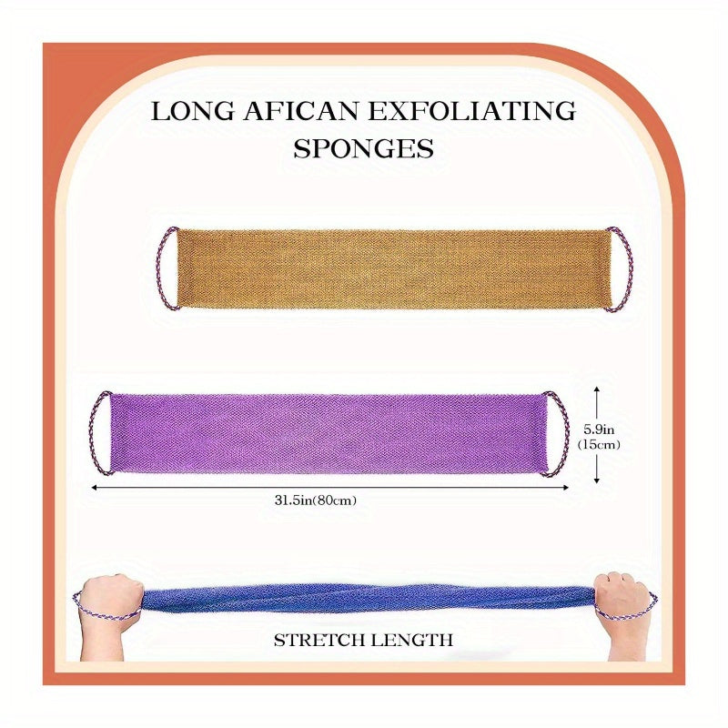 3pcs African Exfoliating Sponge with Handles Long