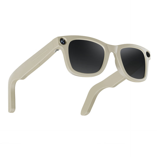 Beige sunglasses with dark lenses 
M01Pro silver smart glasses with phone call functionality
M01Pro sunglasses version with voice control
M01Pro transparent anti-blue light glasses for eye protection
M01Pro smart glasses displaying real-time translation
Head-mounted M01Pro glasses with AI Chat GPT integration