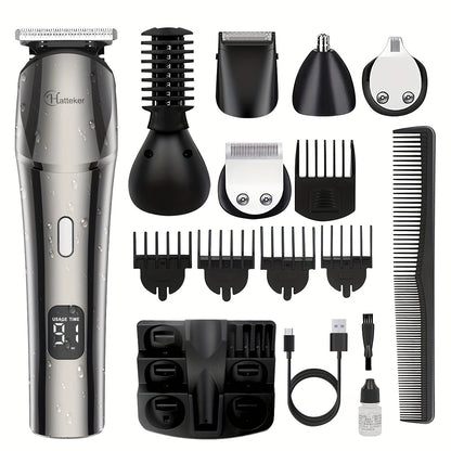 6-in-1 Professional Hair Clipper & Trimmer – Beard, Precision, Nose & Body Hair Grooming Kit