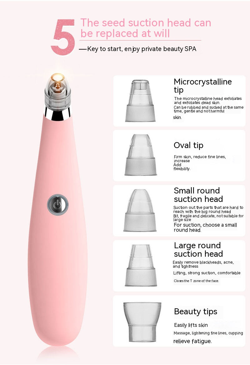 blackhead remover vacuum pore cleansing tool
ultrasonic facial device removing blackheads
rechargeable pore cleaner suction skincare tool
acne removal device deep cleaning pores