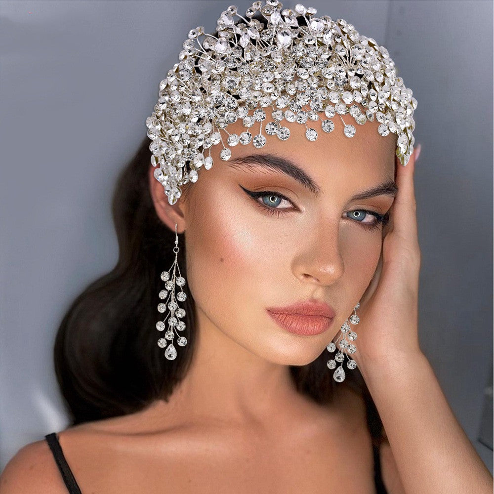 Rhinestone bridal headband with floral handmade design
Elegant silver wedding headpiece with sparkling crystals
Handmade rhinestone hair accessory for brides
Luxury bridal headband with matching earrings option