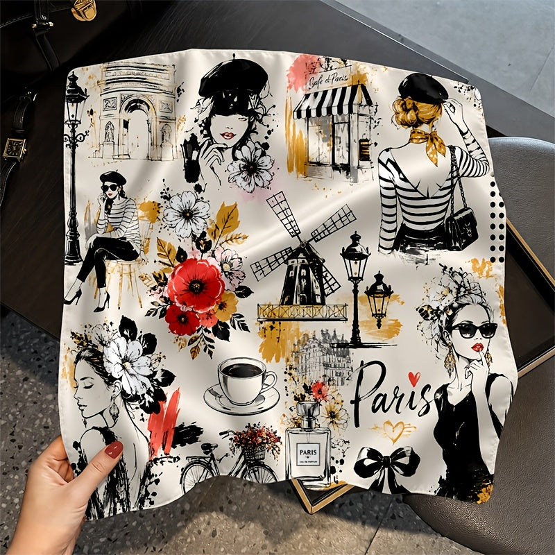 Parisian Style Illustrated Headscarf | Multifunctional Headwear