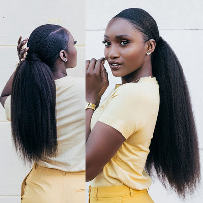 Natural Black Velcro Ponytail