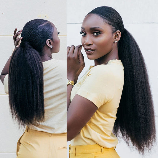 Natural Black Velcro Ponytail