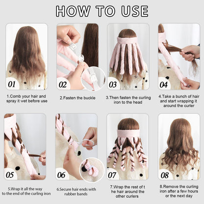 Octopus Heatless Curling Rod Set – Soft Overnight Curls Without Heat.